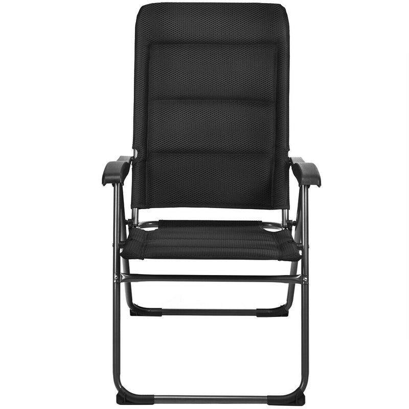 Costway - Set of 4 Patio Folding Chairs with Adjustable Backrest-Black