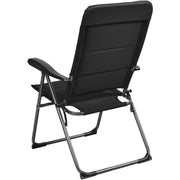 Costway - Set of 4 Patio Folding Chairs with Adjustable Backrest-Black