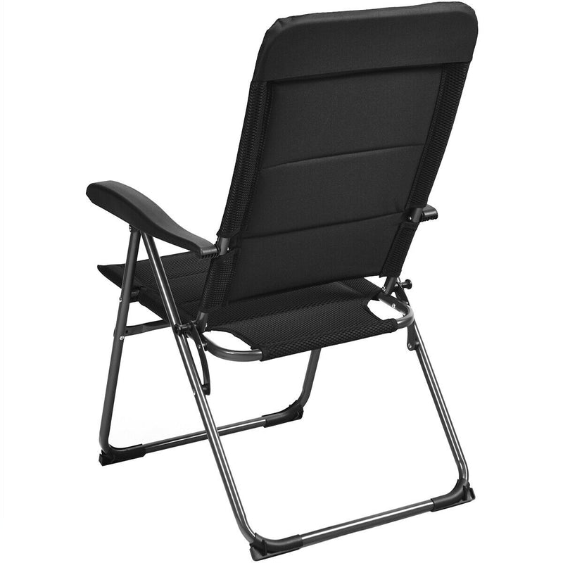 Costway - Set of 4 Patio Folding Chairs with Adjustable Backrest-Black
