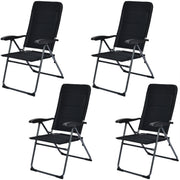 Costway - Set of 4 Patio Folding Chairs with Adjustable Backrest-Black