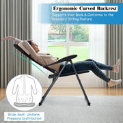 Costway - Set of 4 Patio Folding Chairs with Adjustable Backrest-Black