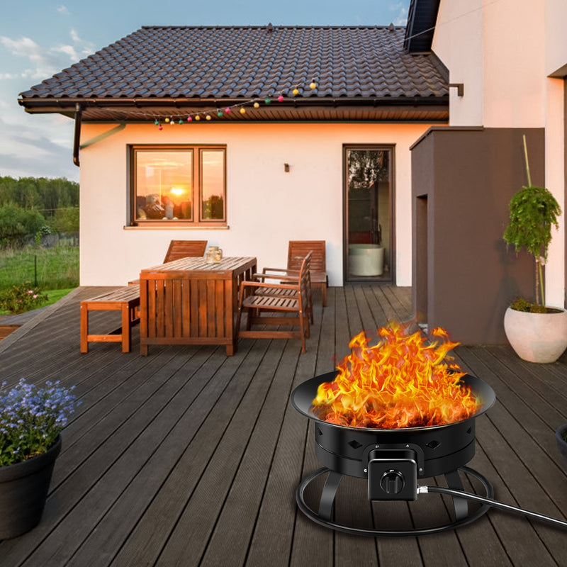 Costway - 58 000BTU Firebowl Outdoor Portable Propane Gas Fire Pit with Cover and Carry Kit