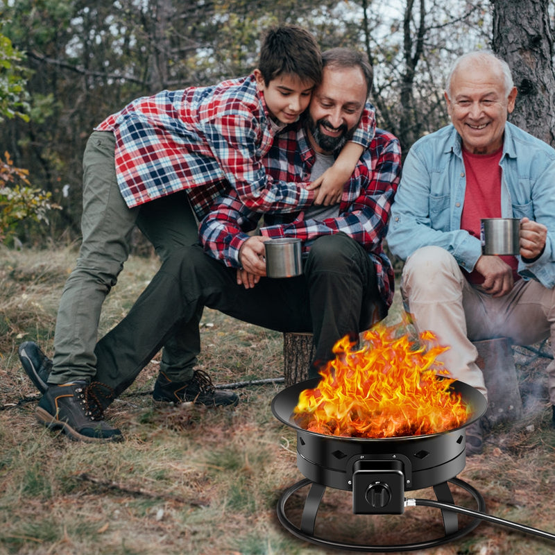 Costway - 58 000BTU Firebowl Outdoor Portable Propane Gas Fire Pit with Cover and Carry Kit