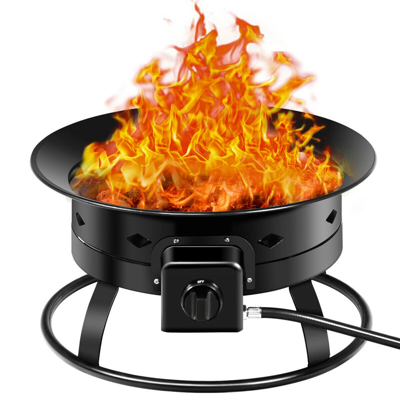 Costway - 58 000BTU Firebowl Outdoor Portable Propane Gas Fire Pit with Cover and Carry Kit