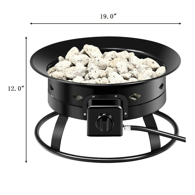Costway - 58 000BTU Firebowl Outdoor Portable Propane Gas Fire Pit with Cover and Carry Kit
