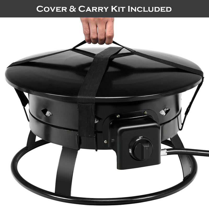 Costway - 58 000BTU Firebowl Outdoor Portable Propane Gas Fire Pit with Cover and Carry Kit