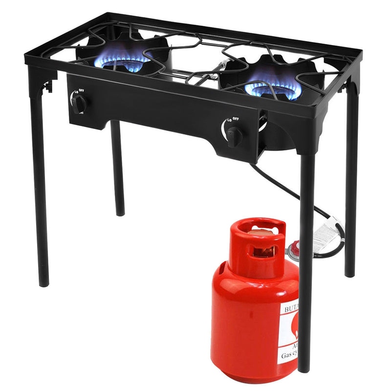 Costway - 150 000 BTU Double Burner Outdoor Stove BBQ Grill