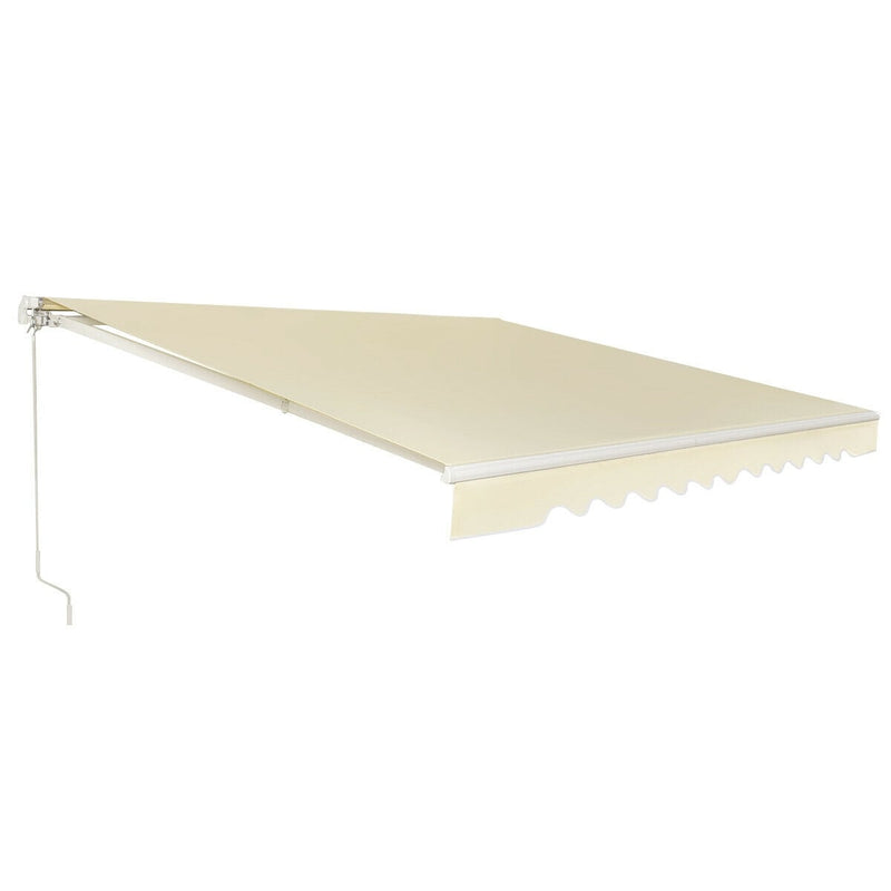 Costway - 13 × 8 Feet Retractable Patio Awning Aluminum Deck Sunshade-Beige