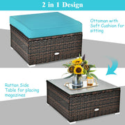 Costway - 6 Pieces Patio Rattan Furniture Set with Sectional Cushion-Turquoise