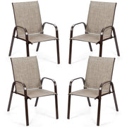 Costway - 2 Pcs Patio Chairs Outdoor Dining Chair with Armrest-Gray