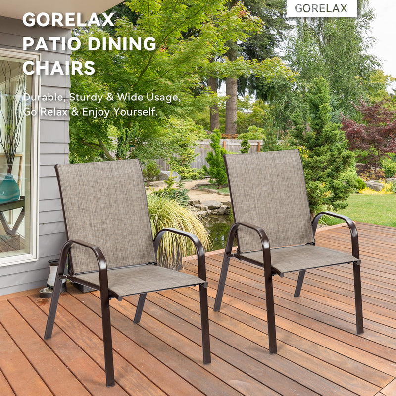 Costway - 2 Pcs Patio Chairs Outdoor Dining Chair with Armrest-Gray