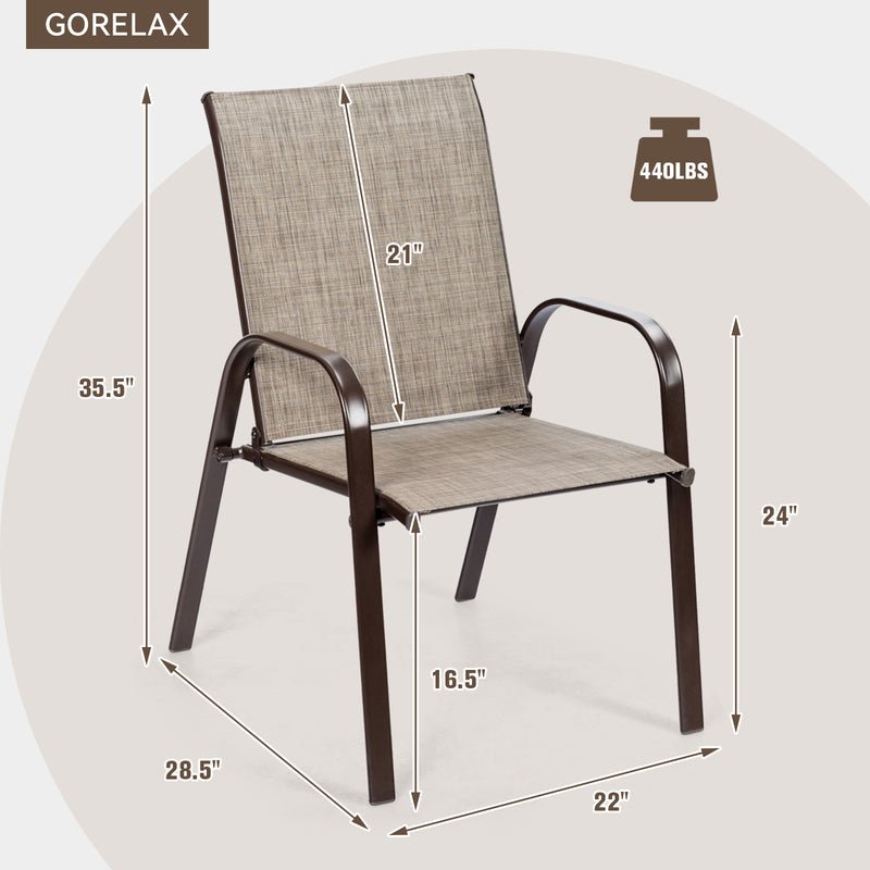 Costway - 2 Pcs Patio Chairs Outdoor Dining Chair with Armrest-Gray