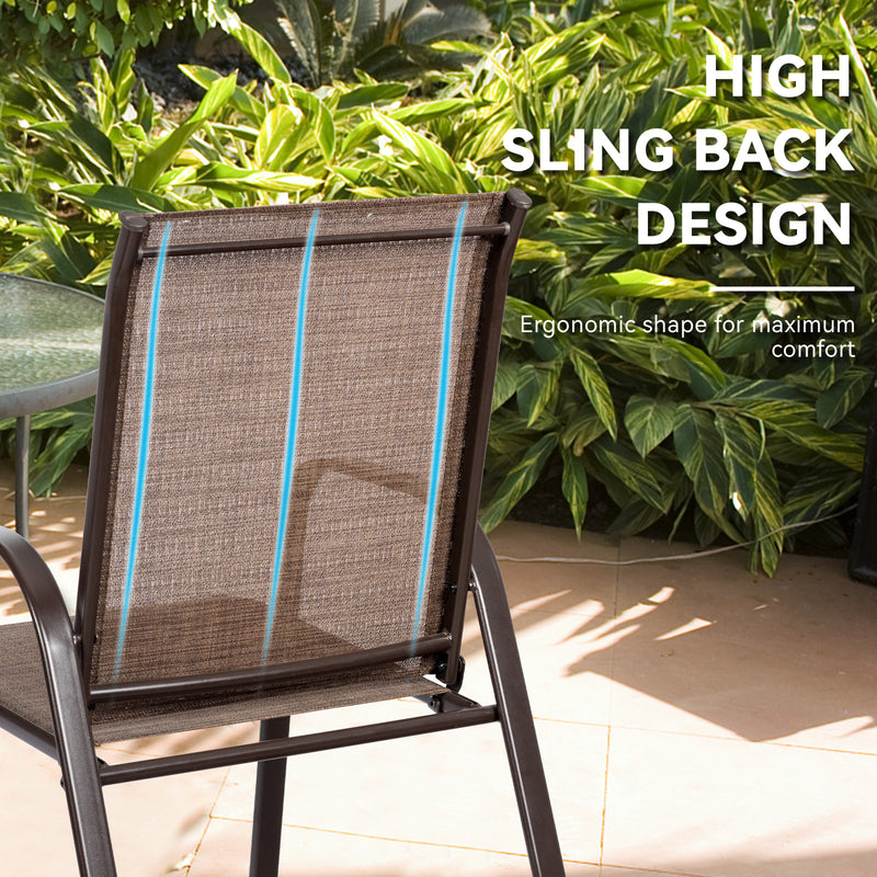 Costway - 2 Pcs Patio Chairs Outdoor Dining Chair with Armrest-Brown