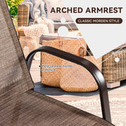 Costway - 2 Pcs Patio Chairs Outdoor Dining Chair with Armrest-Brown