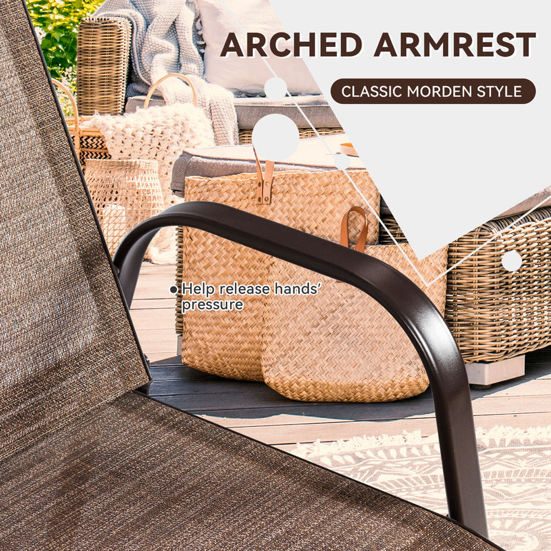 Costway - 2 Pcs Patio Chairs Outdoor Dining Chair with Armrest-Brown