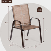 Costway - 2 Pcs Patio Chairs Outdoor Dining Chair with Armrest-Brown