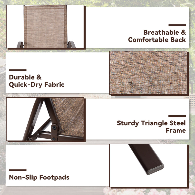 Costway - 2 Pcs Patio Chairs Outdoor Dining Chair with Armrest-Brown