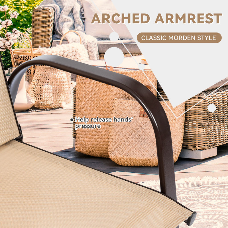 Costway - 2 Pcs Patio Chairs Outdoor Dining Chair with Armrest-Beige