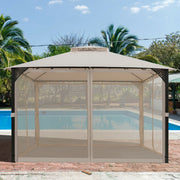 Costway - 12’ x 10’Outdoor Double Top Patio Gazebo-Beige