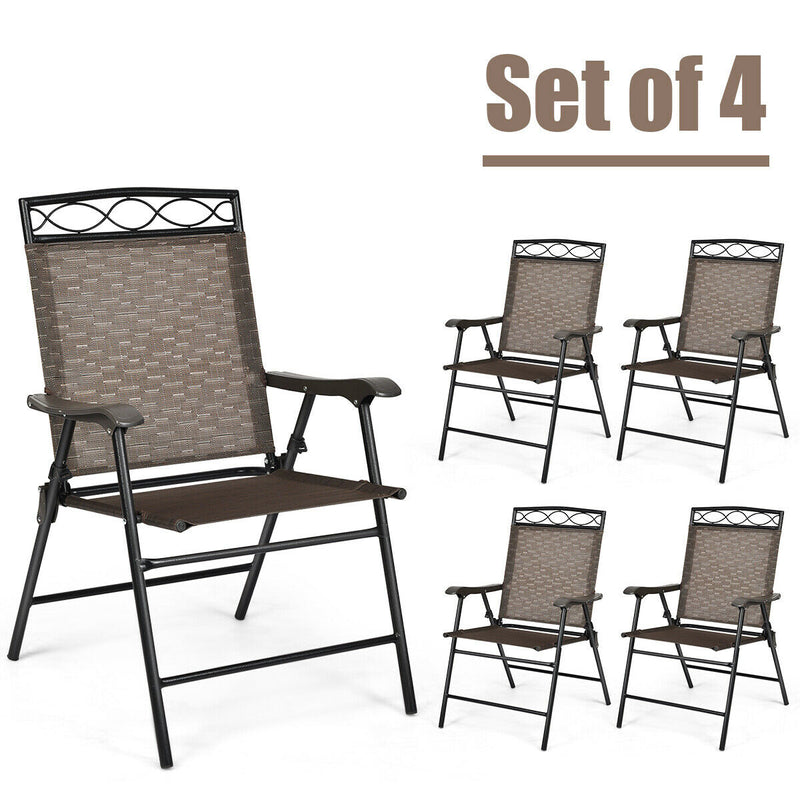 Costway - Set of 4 Patio Folding Chairs