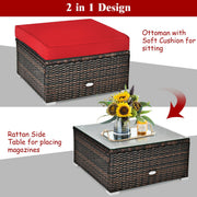 Costway - 6 Pieces Patio Rattan Furniture Set with Sectional Cushion-Red
