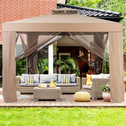 Costway - Canopy and Garden Structures Gazebo with Netting for Outdoors-Brown