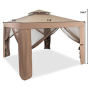 Costway - Canopy and Garden Structures Gazebo with Netting for Outdoors-Brown