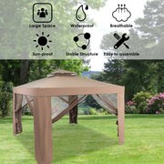 Costway - Canopy and Garden Structures Gazebo with Netting for Outdoors-Brown