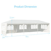 Costway - 10 x 30 Feet Canopy Tent with 5 Removable Sidewalls for Party Wedding