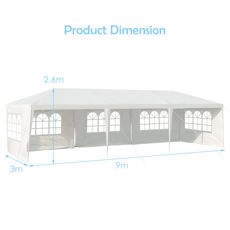 Costway - 10 x 30 Feet Canopy Tent with 5 Removable Sidewalls for Party Wedding