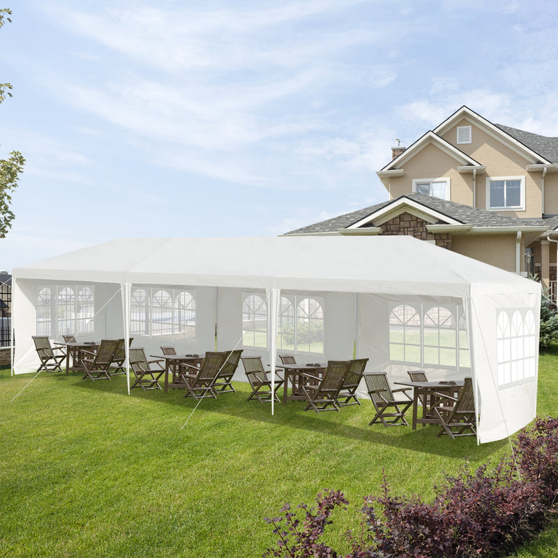 Costway - 10 x 30 Feet Canopy Tent with 5 Removable Sidewalls for Party Wedding