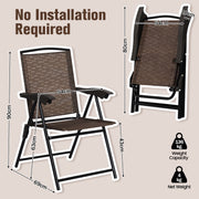 Costway - 4 Pieces Folding Dining Chairs with Steel Armrests and Sling Back