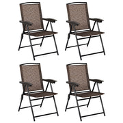 Costway - 4 Pieces Folding Dining Chairs with Steel Armrests and Sling Back