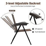 Costway - 4 Pieces Folding Dining Chairs with Steel Armrests and Sling Back