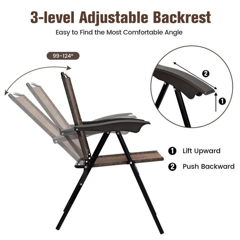 Costway - 4 Pieces Folding Dining Chairs with Steel Armrests and Sling Back