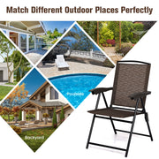 Costway - 4 Pieces Folding Dining Chairs with Steel Armrests and Sling Back