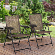Costway - 4 Pieces Folding Dining Chairs with Steel Armrests and Sling Back