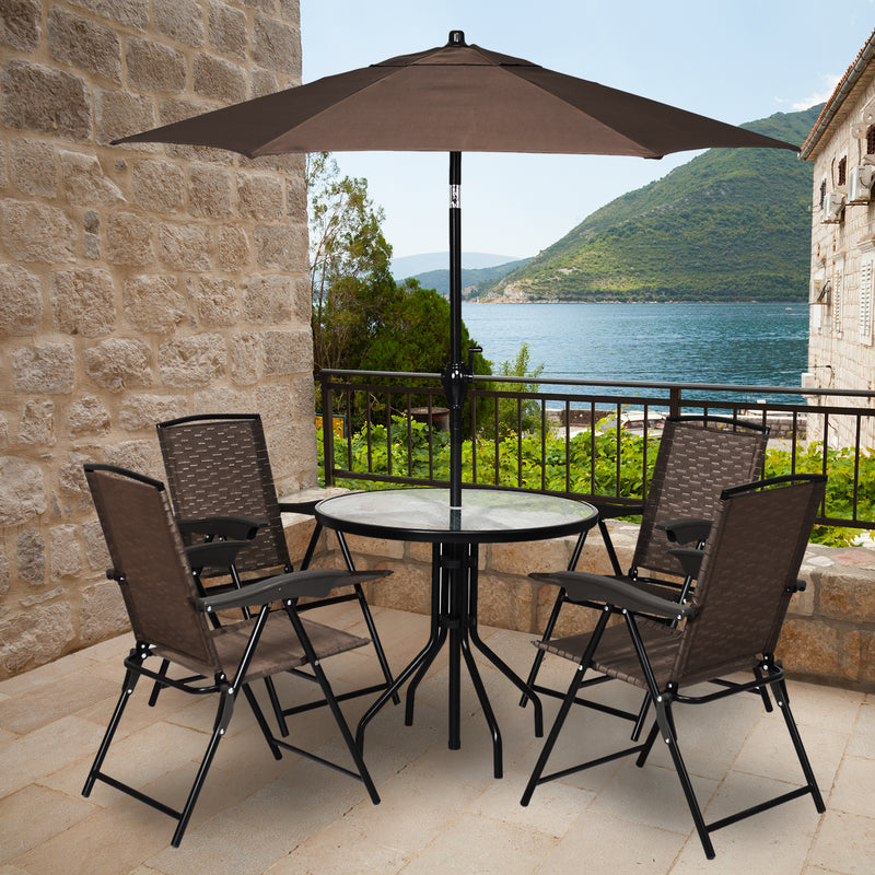 Costway - 4 Pieces Folding Dining Chairs with Steel Armrests and Sling Back