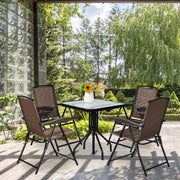 Costway - 4 Pieces Folding Dining Chairs with Steel Armrests and Sling Back
