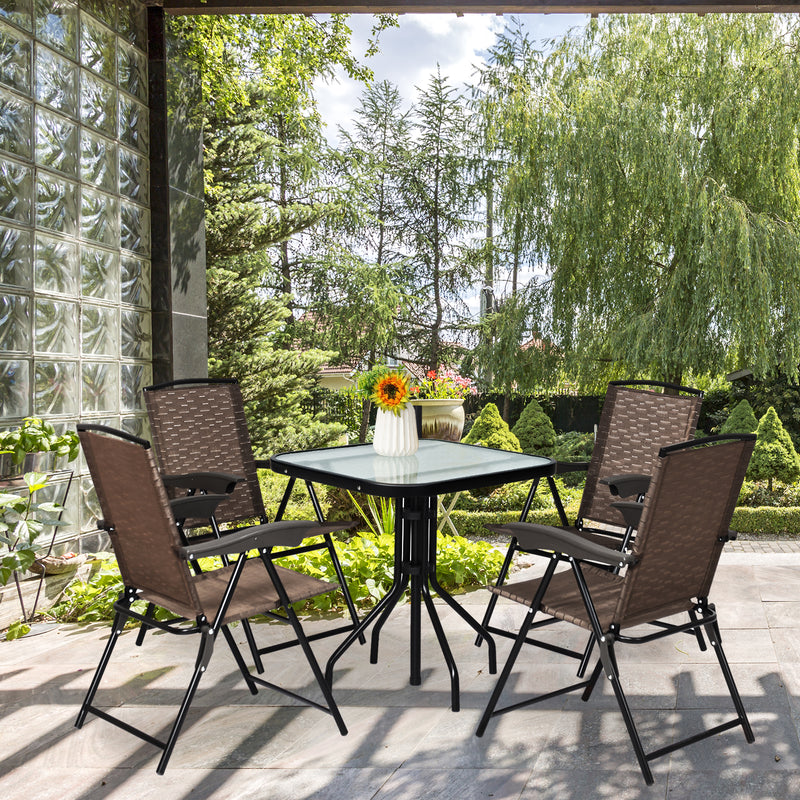 Costway - 4 Pieces Folding Dining Chairs with Steel Armrests and Sling Back