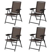 Costway - 4 Pieces Folding Dining Chairs with Steel Armrests and Sling Back