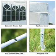 Costway - 10 x 10 Feet Outdoor Side Walls Canopy Tent with 4 Removable Sidewalls