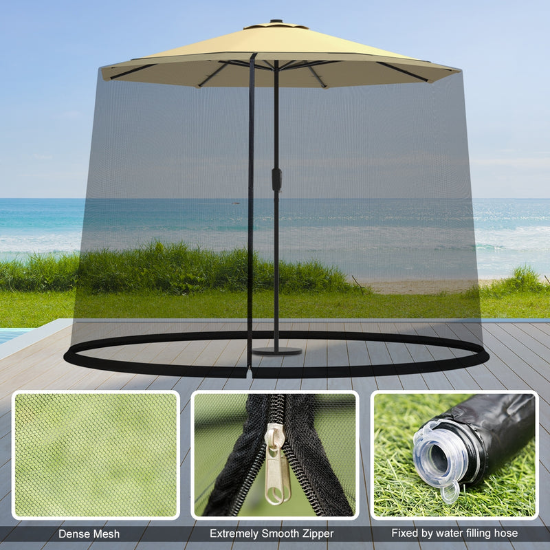 Costway - 9 -10 Feet Outdoor Umbrella Table Screen Mosquito Bug Insect Net
