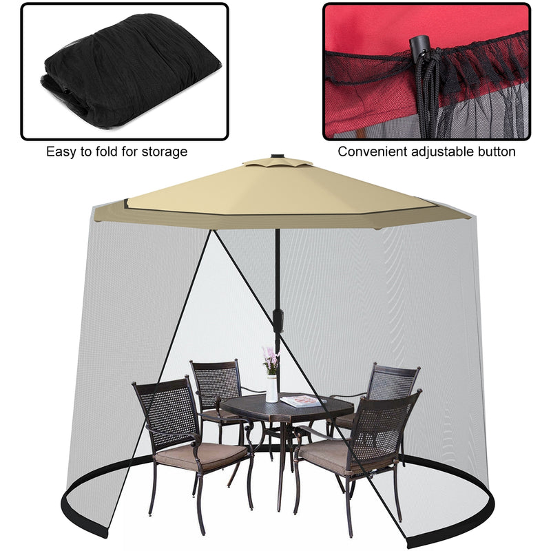 Costway - 9 -10 Feet Outdoor Umbrella Table Screen Mosquito Bug Insect Net