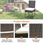 Costway - 5 Pcs Rattan Dining Set Glass Table High Back Chair