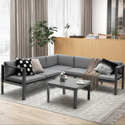Costway - 3 Pieces Aluminum Patio Furniture Set with 6-Level Adjustable Backrest-Gray