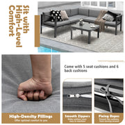Costway - 3 Pieces Aluminum Patio Furniture Set with 6-Level Adjustable Backrest-Gray