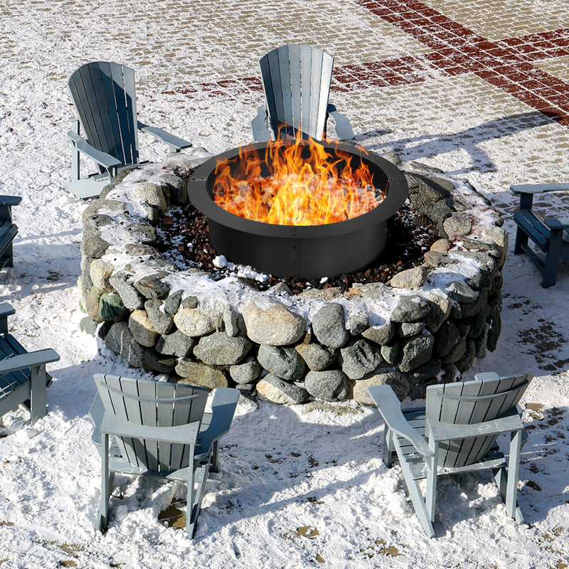 Costway - 36 inch Round Steel Fire Pit Ring Line for Outdoor Backyard