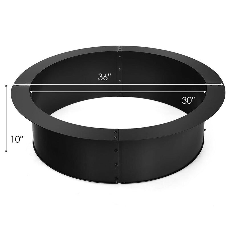Costway - 36 inch Round Steel Fire Pit Ring Line for Outdoor Backyard