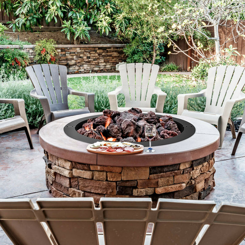 Costway - 36 inch Round Steel Fire Pit Ring Line for Outdoor Backyard